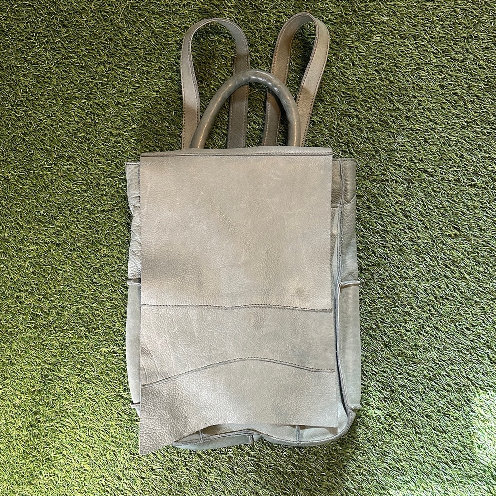 Cut & Paste Green Leather Backpack